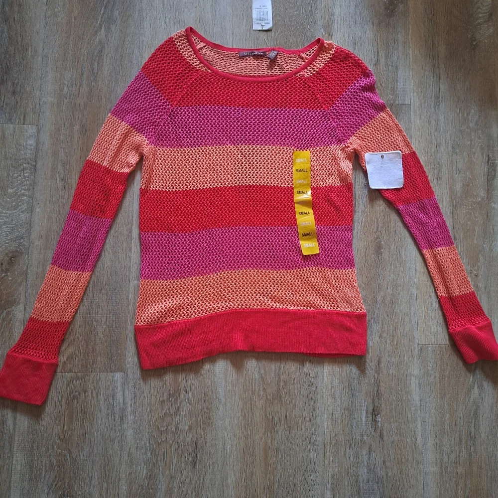 525america Tart Combo Mesh Long-sleeved Round Neck Multicolored Top Size Small